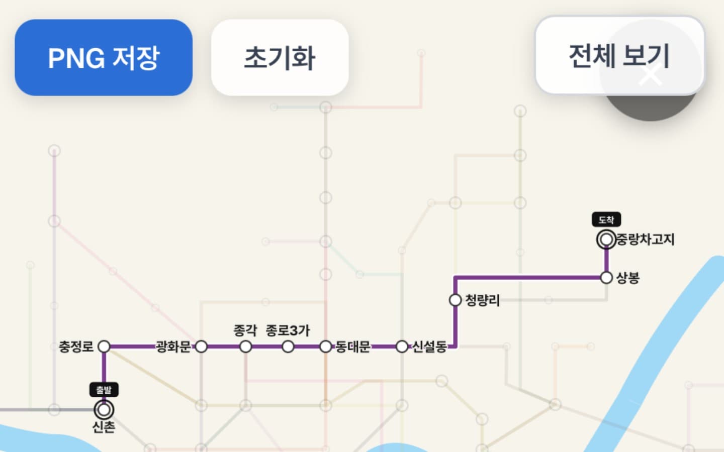 서울 심야버스 노선도 크게 보기 화면